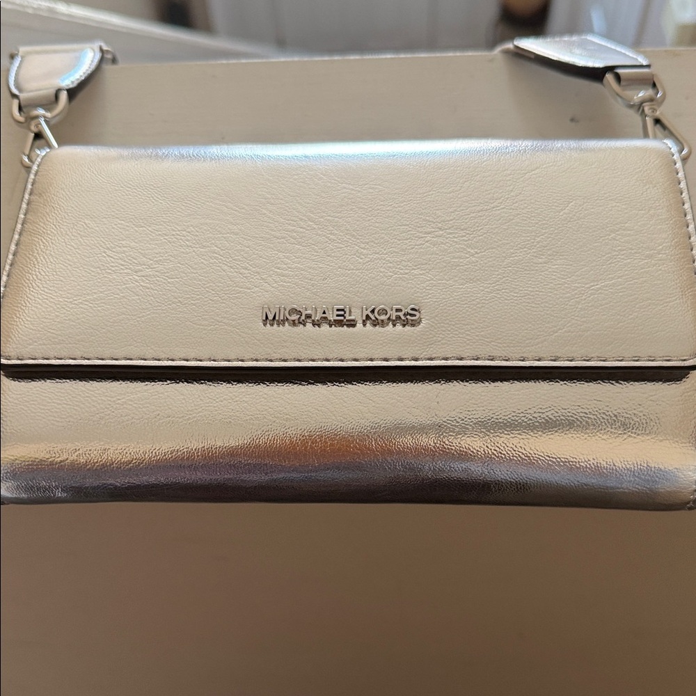 Michael Kors Metallic Silver Clutch